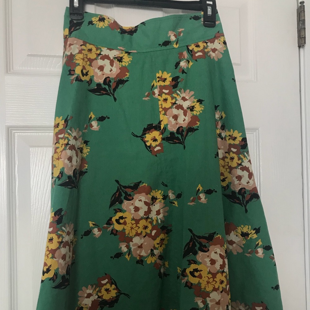 Plenty Green Floral Midi Skirt